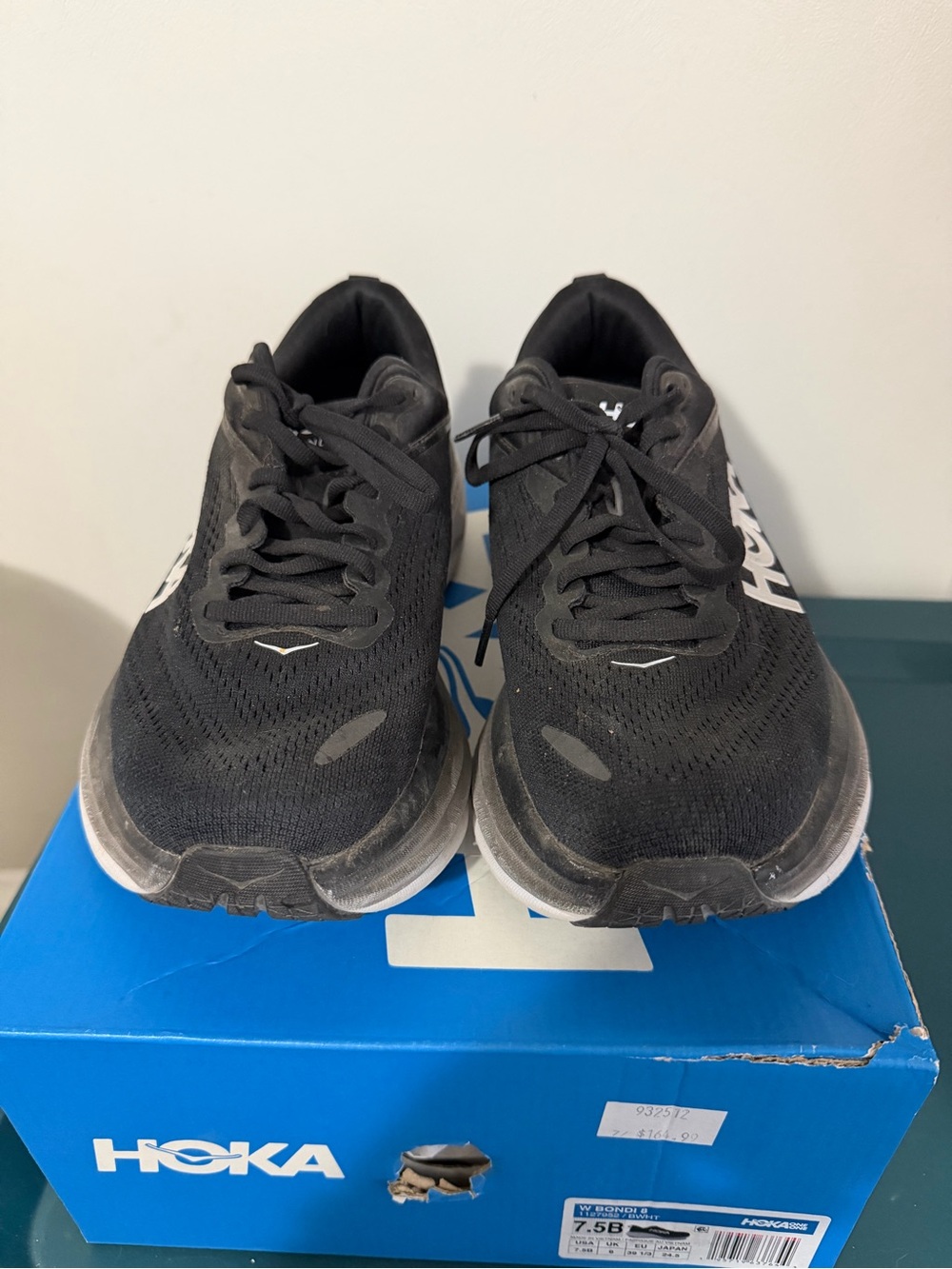 Hoka Black Athletic Shoes with White Side Logo